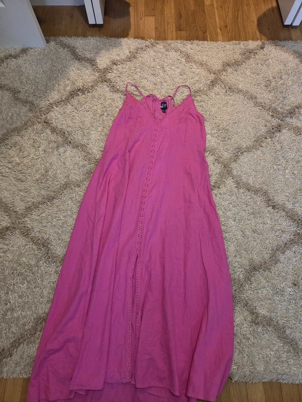 GAP Pink Maxi Dress with Eyelet Trim